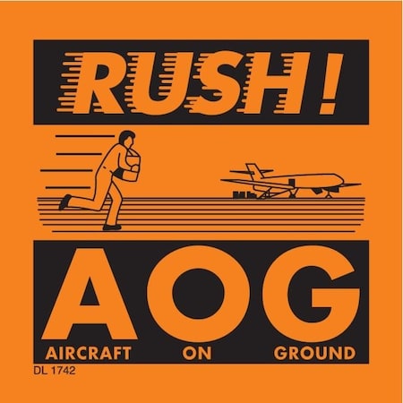 Decker Tape Products Label, DL1742 , RUSH! A O G , 4" X 4" DL1742